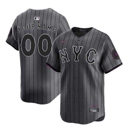 Mens New York Mets Customized Graphite 2024 City Connect Limited Stitched Baseball Jersey